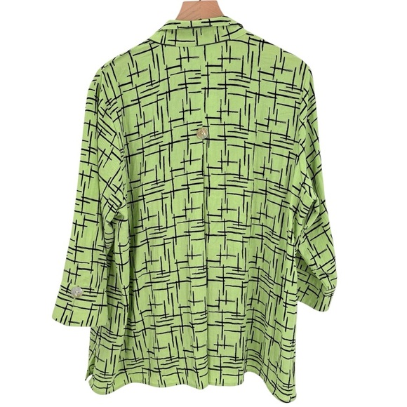 Ali Miles Funky Artsy Green Button Down 1X - Picture 2 of 6